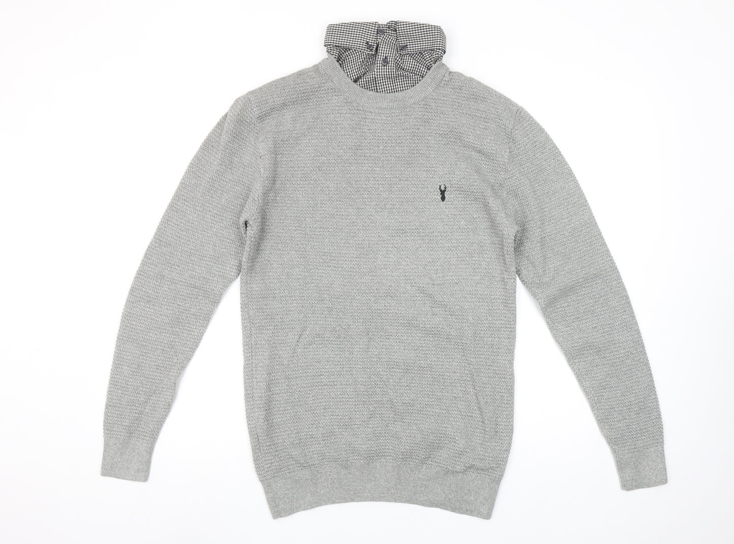 Next Men’s Grey Cotton Crew Neck Jumper Size S Classic Knit