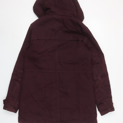 New Look Women's Brown Hooded Parka Coat Size 8 Long Sleeve