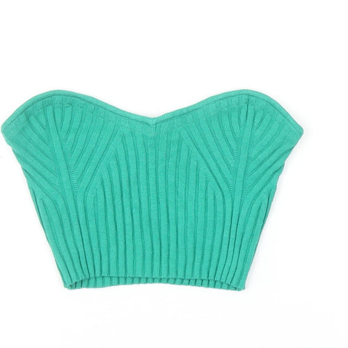 Urban Outfitters Women’s Green Cropped Strapless Ribbed Top Size S