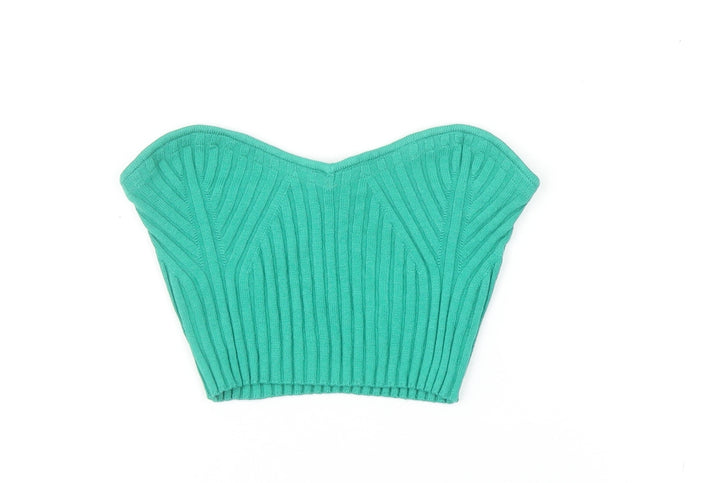 Urban Outfitters Women’s Green Cropped Strapless Ribbed Top Size S
