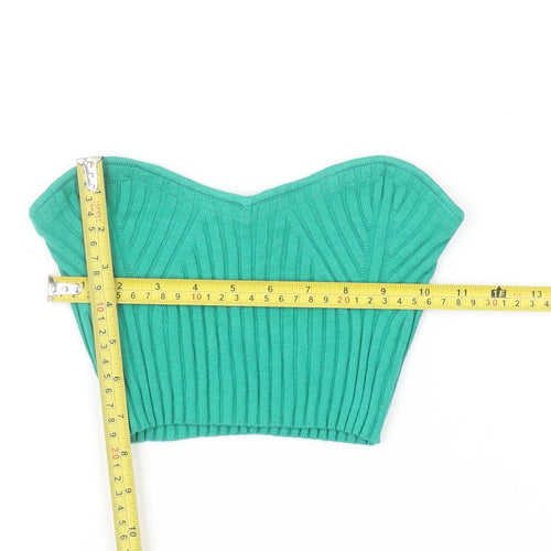 Urban Outfitters Women’s Green Cropped Strapless Ribbed Top Size S