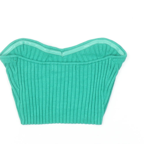 Urban Outfitters Women’s Green Cropped Strapless Ribbed Top Size S