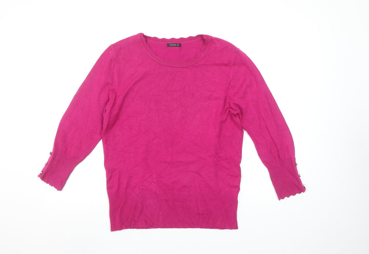 Roman Women’s Pink 3/4 Sleeve Round Neck Pullover Jumper Size 12