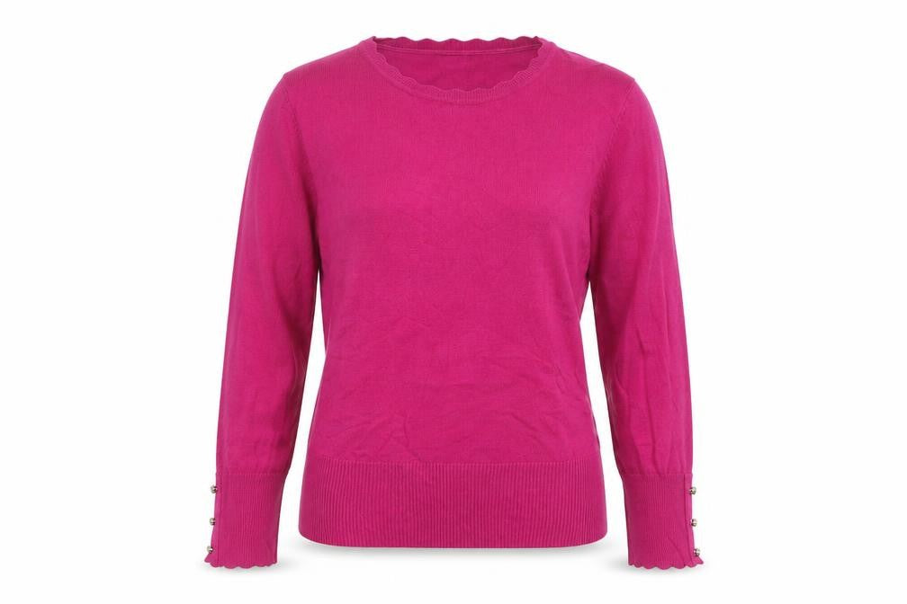 Roman Women’s Pink 3/4 Sleeve Round Neck Pullover Jumper Size 12