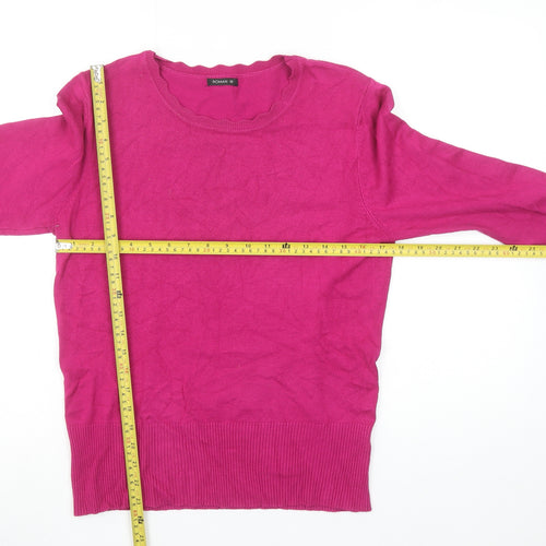 Roman Women’s Pink 3/4 Sleeve Round Neck Pullover Jumper Size 12