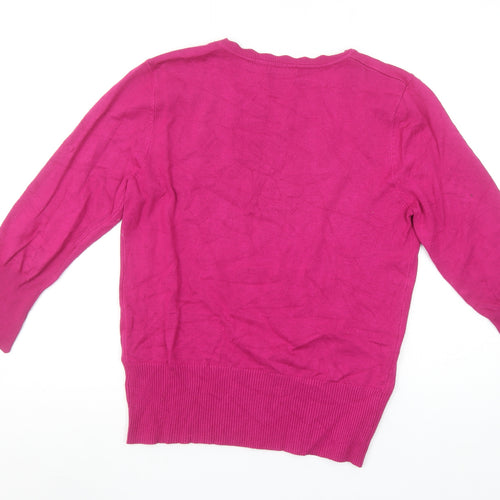 Roman Women’s Pink 3/4 Sleeve Round Neck Pullover Jumper Size 12