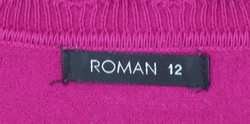 Roman Women’s Pink 3/4 Sleeve Round Neck Pullover Jumper Size 12