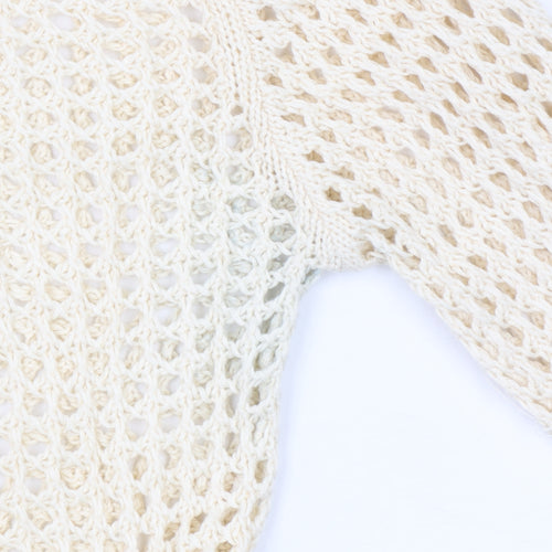 Urban Outfitters Women Beige Crochet Cotton Long Sleeve Top S