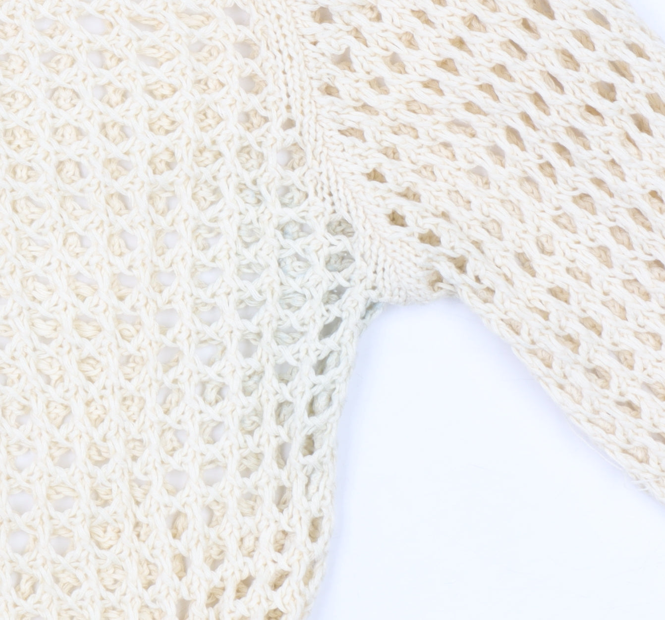 Urban Outfitters Women Beige Crochet Cotton Long Sleeve Top S