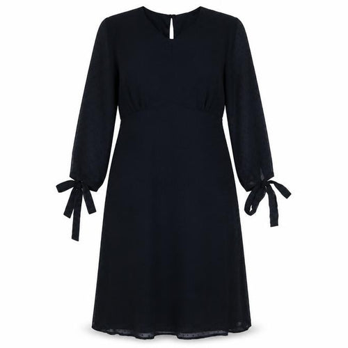 Vila Women Black Shift Knee Length Dress Size S Long Sleeve