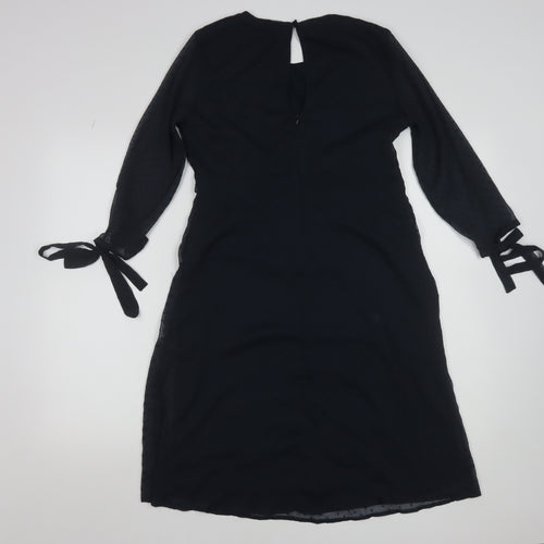 Vila Women Black Shift Knee Length Dress Size S Long Sleeve