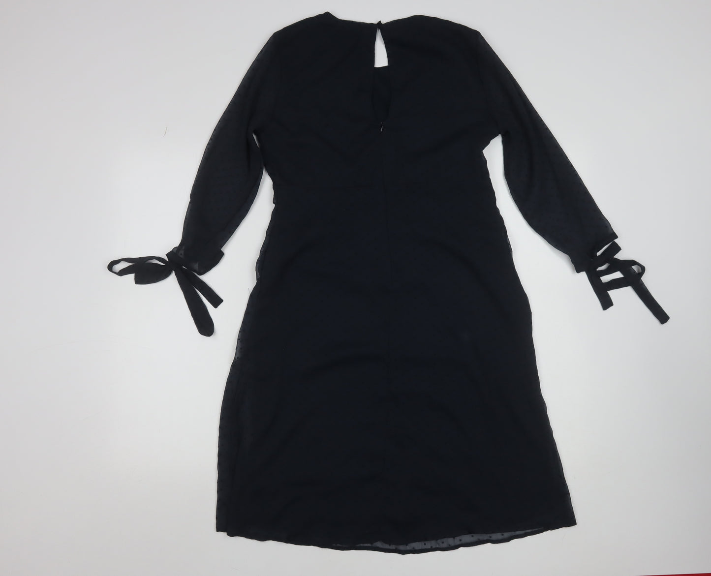 Vila Women Black Shift Knee Length Dress Size S Long Sleeve