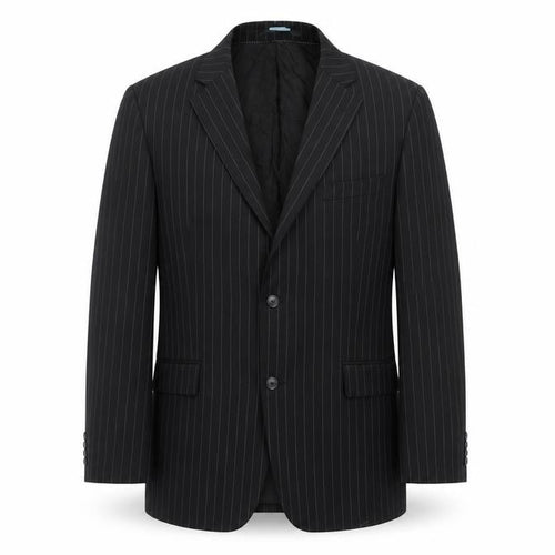 Rosselini Men’s Black Pinstripe Wool Two-Button Blazer Jacket 42