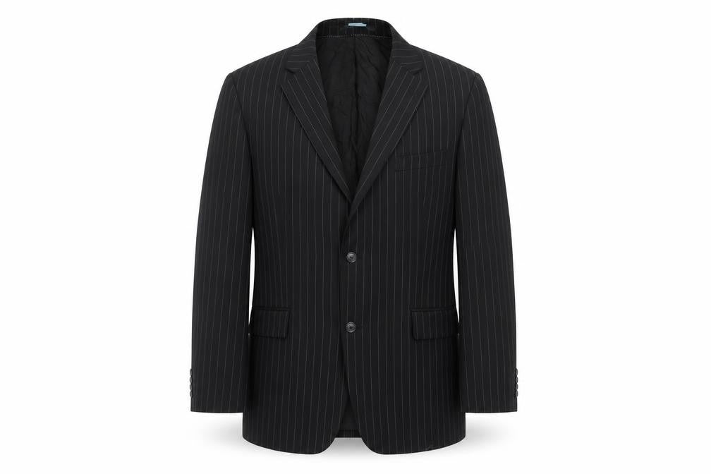 Rosselini Men’s Black Pinstripe Wool Two-Button Blazer Jacket 42