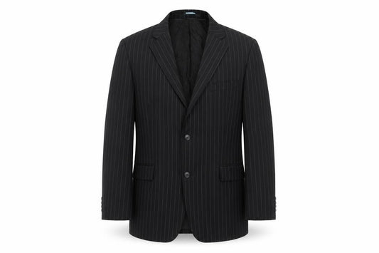 Rosselini Men’s Black Pinstripe Wool Two-Button Blazer Jacket 42