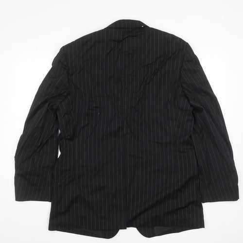 Rosselini Men’s Black Pinstripe Wool Two-Button Blazer Jacket 42