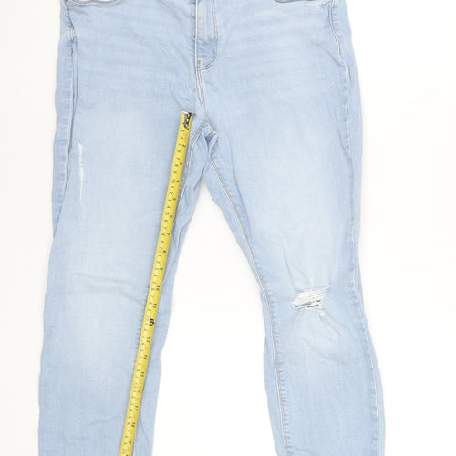 Noisy May Women's Blue Slim Fit Ankle Jeans Size 14