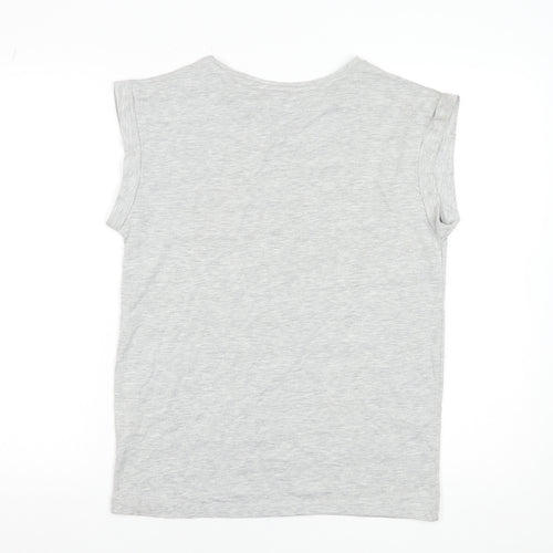 Gogglebox Women's Grey Sleeveless Crew Neck Graphic T-Shirt Size 8