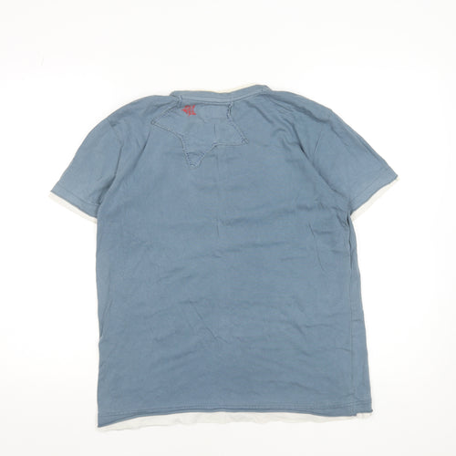 Jeanious Men's Blue Graphic Print Cotton T-Shirt Size M La Poderosa Design