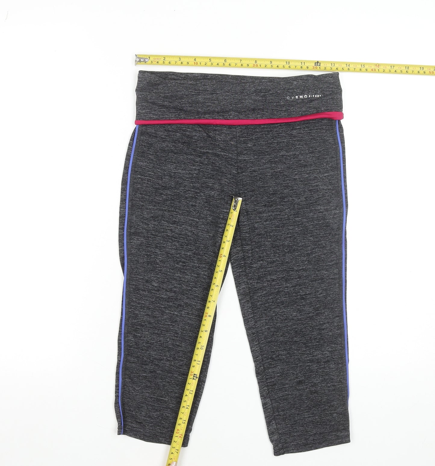 Oysho Women Black Capri Leggings Size M Polyester Stretch Activewear