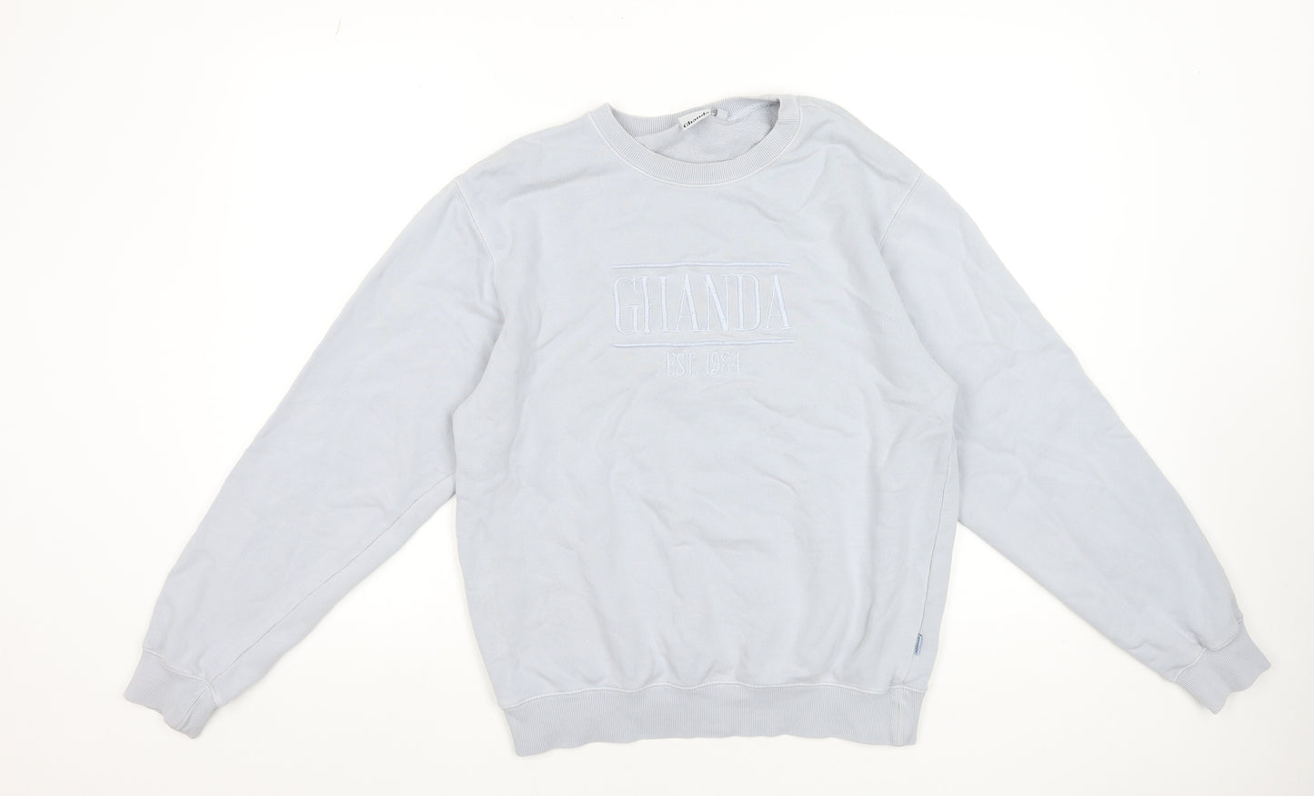 Ghanda Women’s Light Blue Cotton Pullover Sweatshirt Size 10