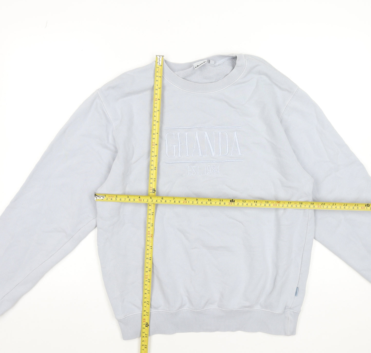 Ghanda Women’s Light Blue Cotton Pullover Sweatshirt Size 10