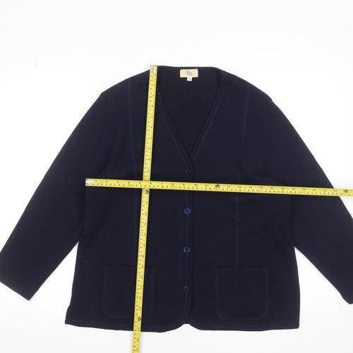 Isis Womens Blue Wool V-Neck Button Cardigan Size M