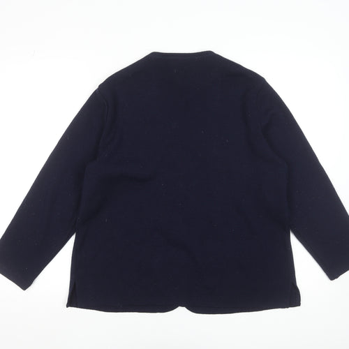 Isis Womens Blue Wool V-Neck Button Cardigan Size M