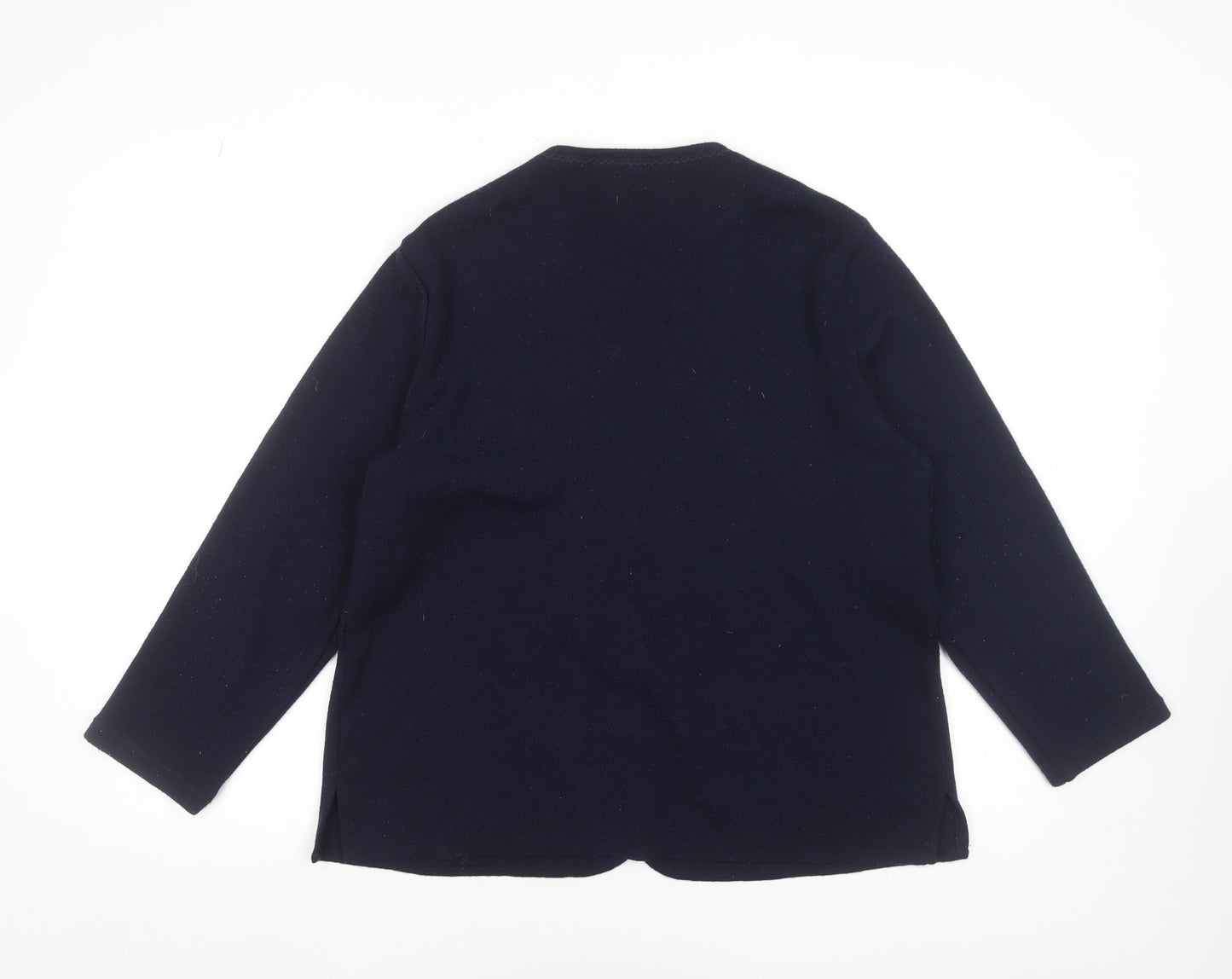 Isis Womens Blue Wool V-Neck Button Cardigan Size M