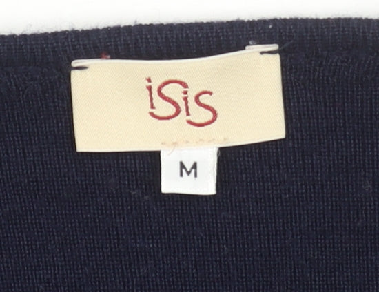Isis Womens Blue Wool V-Neck Button Cardigan Size M