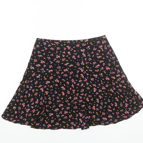 Zara Women’s Black XS A-Line Floral Short Viscose Skirt