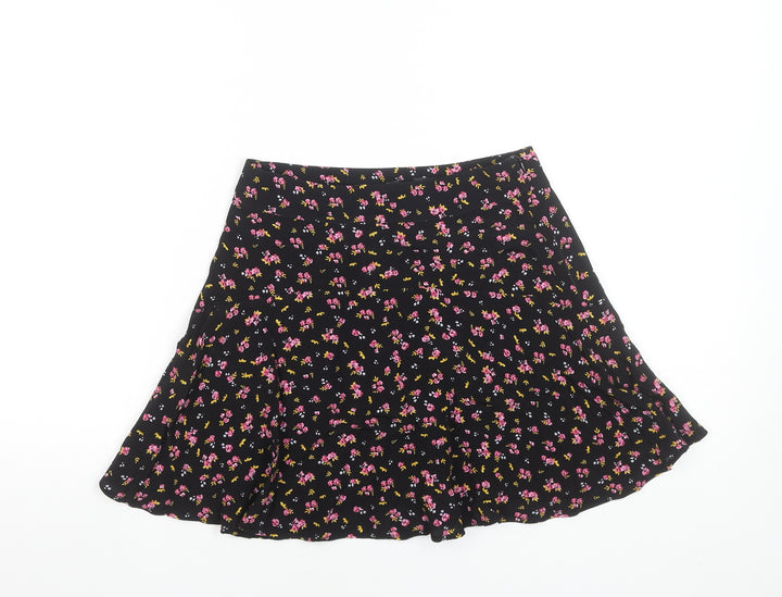 Zara Women’s Black XS A-Line Floral Short Viscose Skirt
