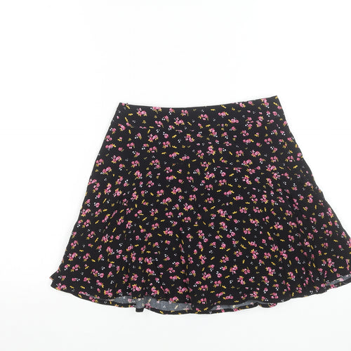 Zara Women’s Black XS A-Line Floral Short Viscose Skirt