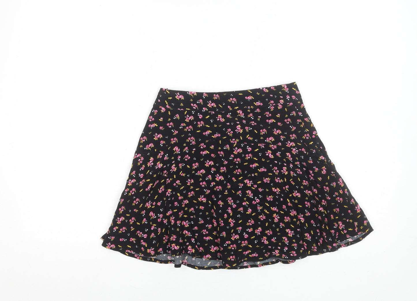 Zara Women’s Black XS A-Line Floral Short Viscose Skirt