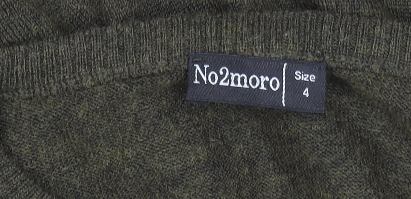 No2moro Women’s Green Colour Block Wool Blend Crew Neck Jumper Size 4