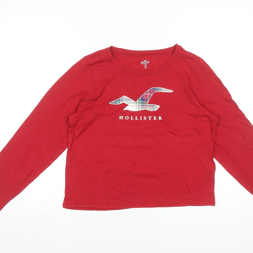 Hollister Women Red Long Sleeve Pyjama Top XS Cotton Blend