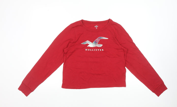 Hollister Women Red Long Sleeve Pyjama Top XS Cotton Blend