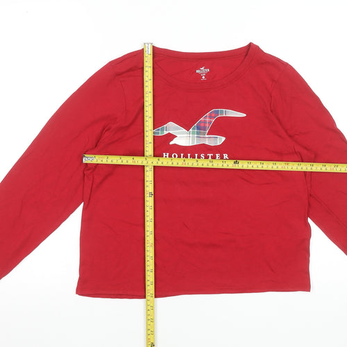 Hollister Women Red Long Sleeve Pyjama Top XS Cotton Blend