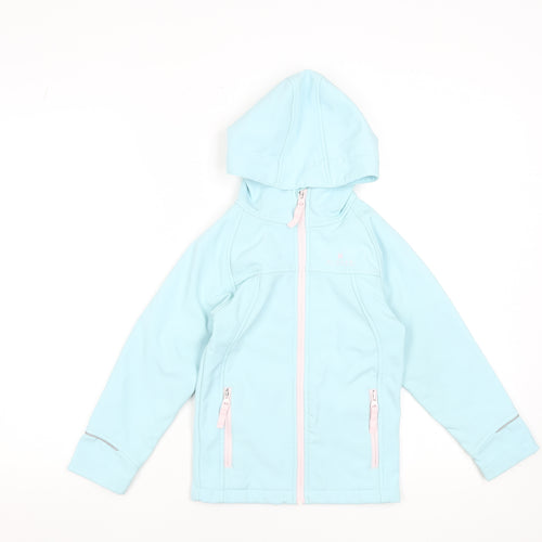 Hi Gear Girls Blue Hooded Soft Shell Jacket 5-6 Years Lightweight Outdoor Coat
