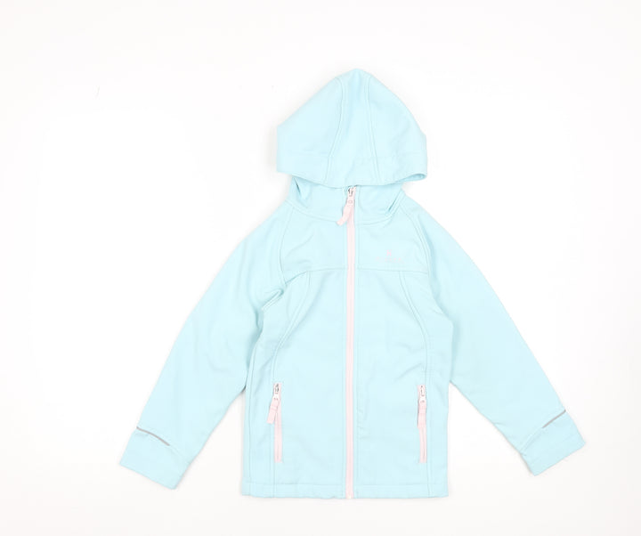 Hi Gear Girls Blue Hooded Soft Shell Jacket 5-6 Years Lightweight Outdoor Coat