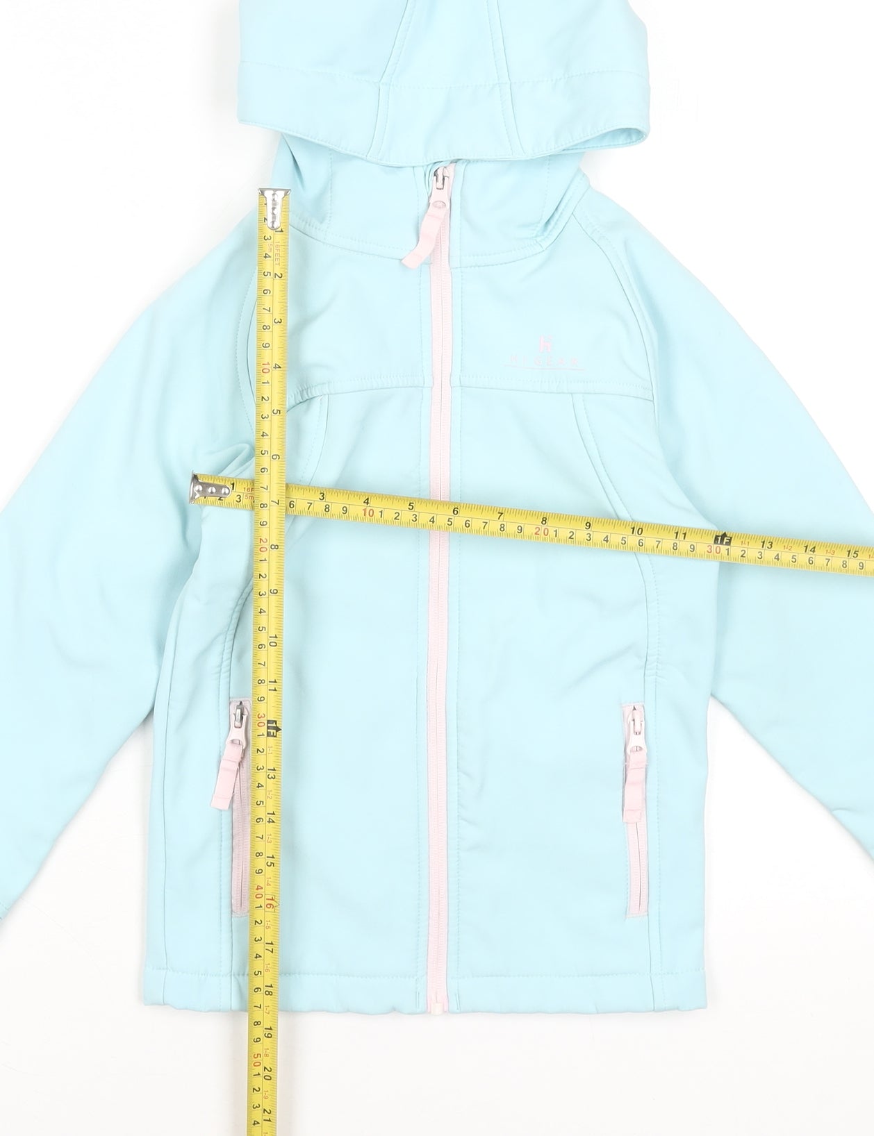 Hi Gear Girls Blue Hooded Soft Shell Jacket 5-6 Years Lightweight Outdoor Coat