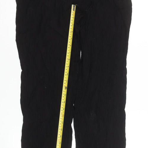 Zara Women Black S Wide-Leg Trousers Viscose Blend