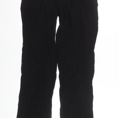 Zara Women Black S Wide-Leg Trousers Viscose Blend