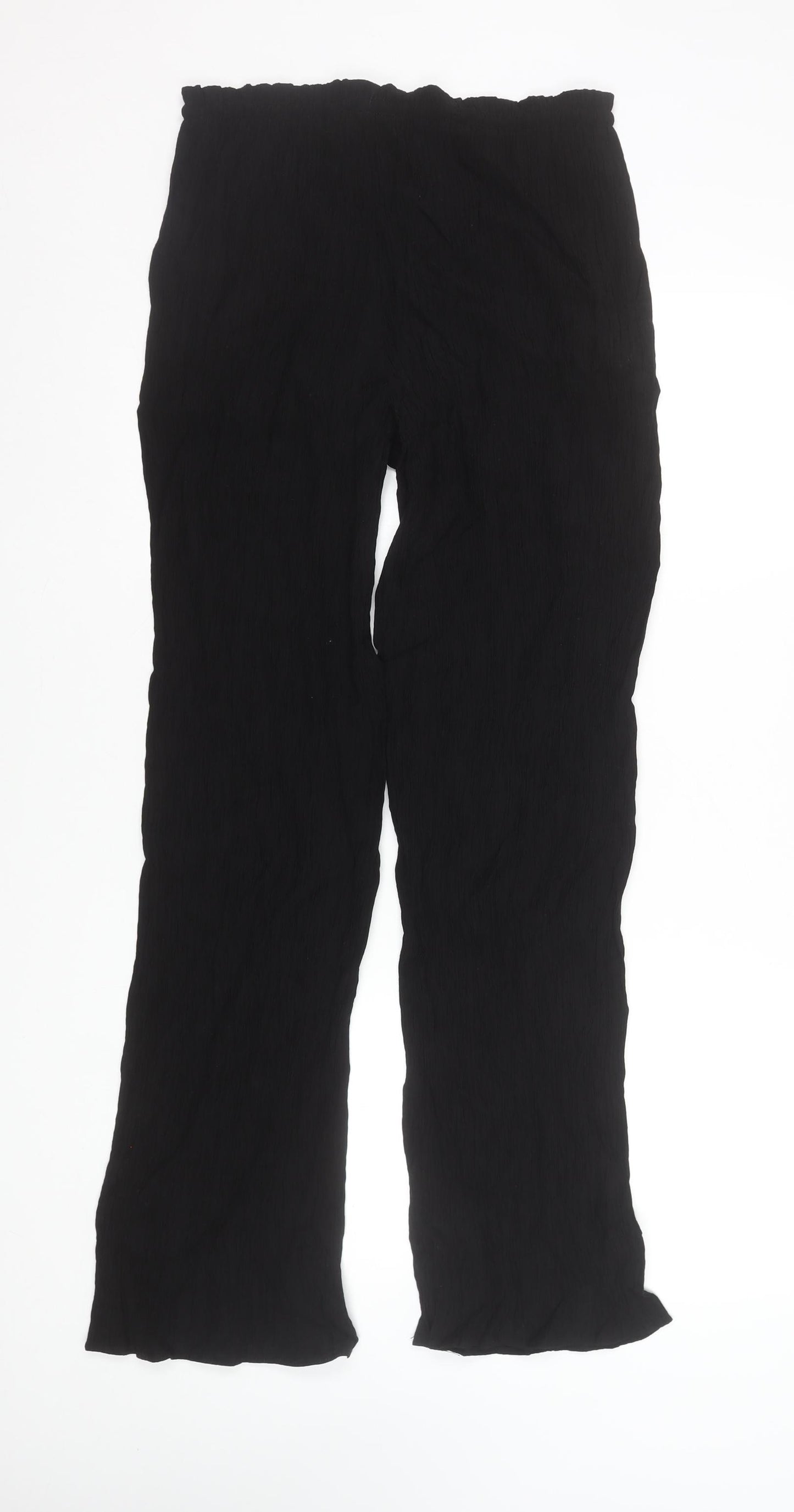 Zara Women Black S Wide-Leg Trousers Viscose Blend