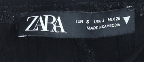 Zara Women Black S Wide-Leg Trousers Viscose Blend
