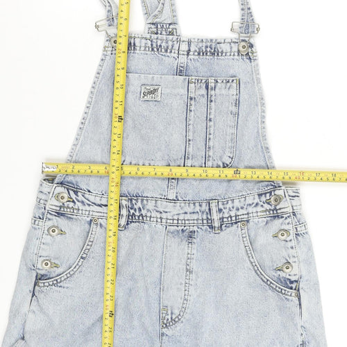 Superdry Women’s Blue Denim Dungaree Playsuit Size 12 Cotton