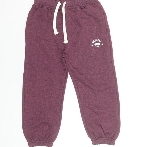 SoulCal & Co Boys Purple Jogger Trousers 4-5 Years Elastic Waist Cotton Blend