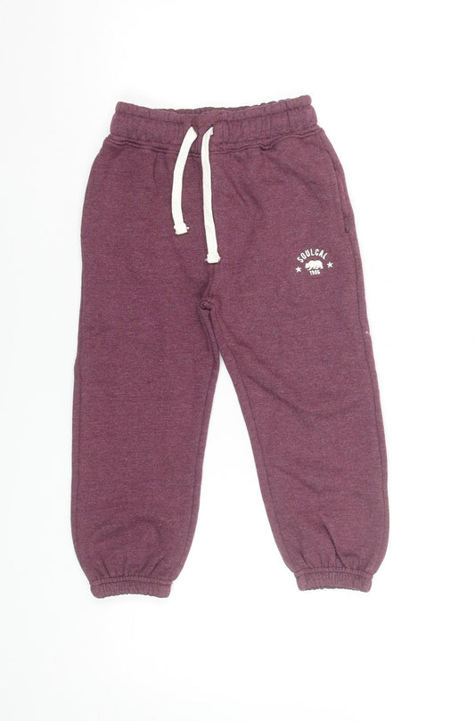 SoulCal & Co Boys Purple Jogger Trousers 4-5 Years Elastic Waist Cotton Blend