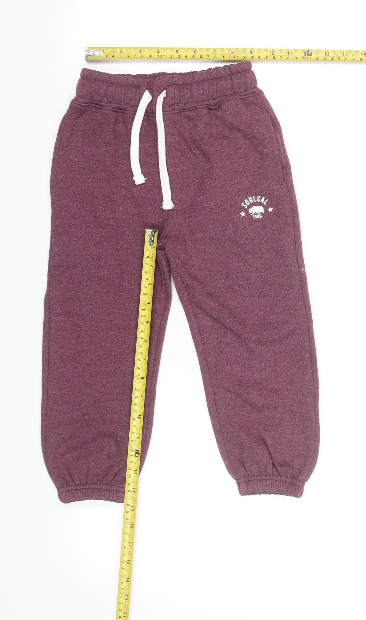 SoulCal & Co Boys Purple Jogger Trousers 4-5 Years Elastic Waist Cotton Blend