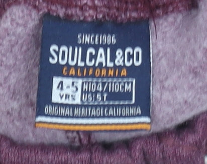 SoulCal & Co Boys Purple Jogger Trousers 4-5 Years Elastic Waist Cotton Blend